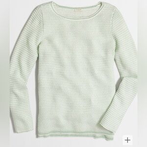 J.Crew Women XS Merino Wool Blend Mint Green White Pullover Sweater